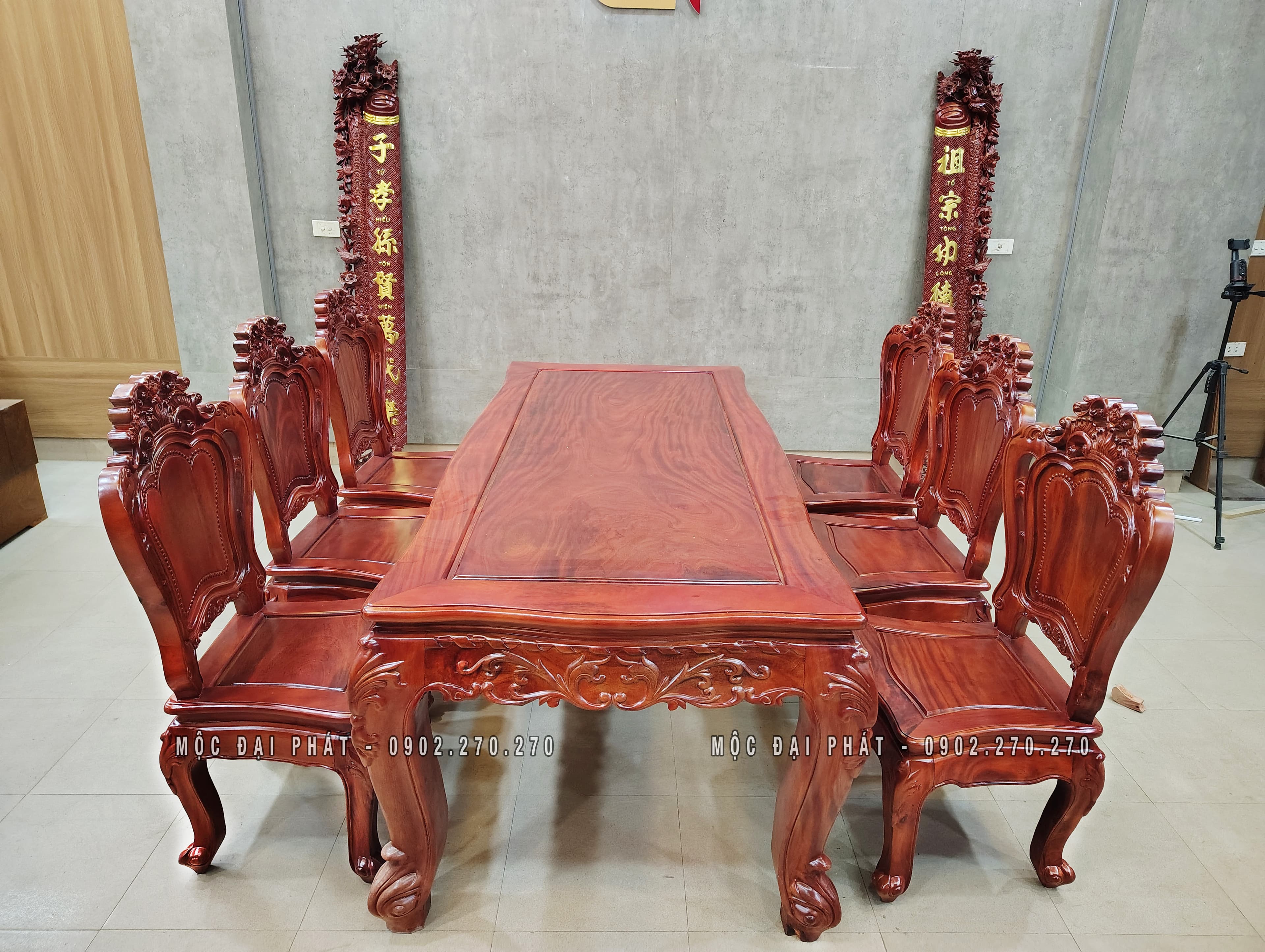 Bàn ăn chữ nhật 6 ghế Mẫu louis - (BA-02)