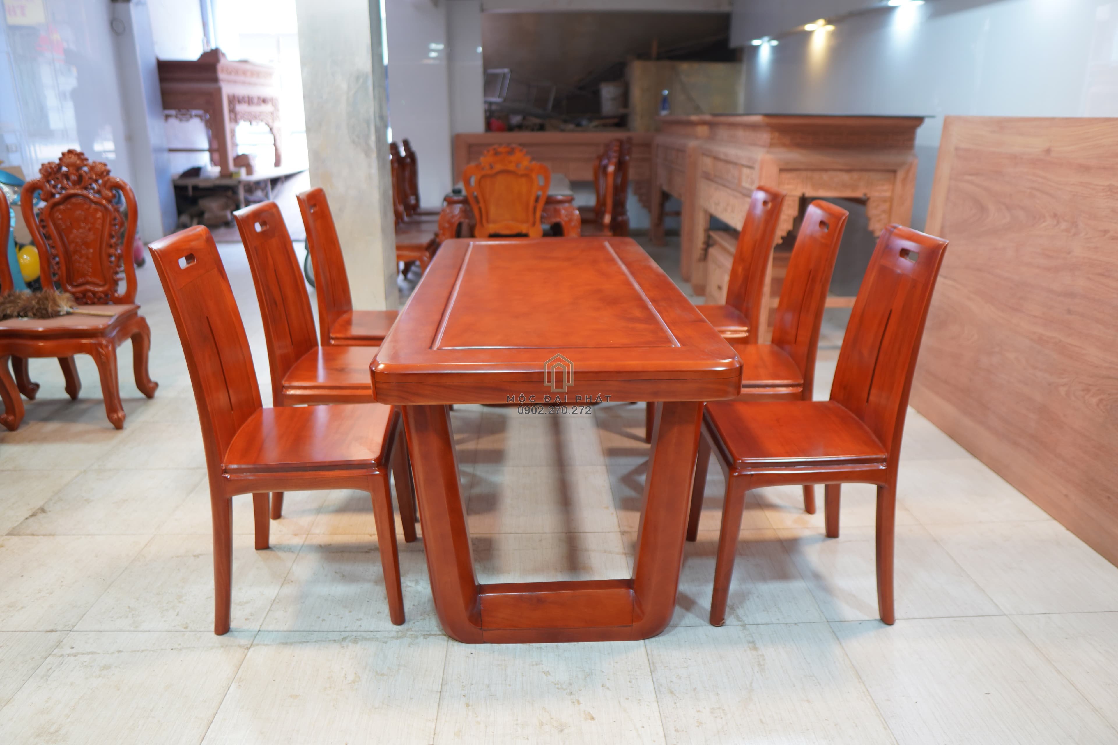 Bàn Ăn Hiện Đại 6 Ghế Chân Chữ U Nguyên Khối (Mã: BA03) – Đẳng Cấp Tối Giản, Sang Trọng Thumbnail 2