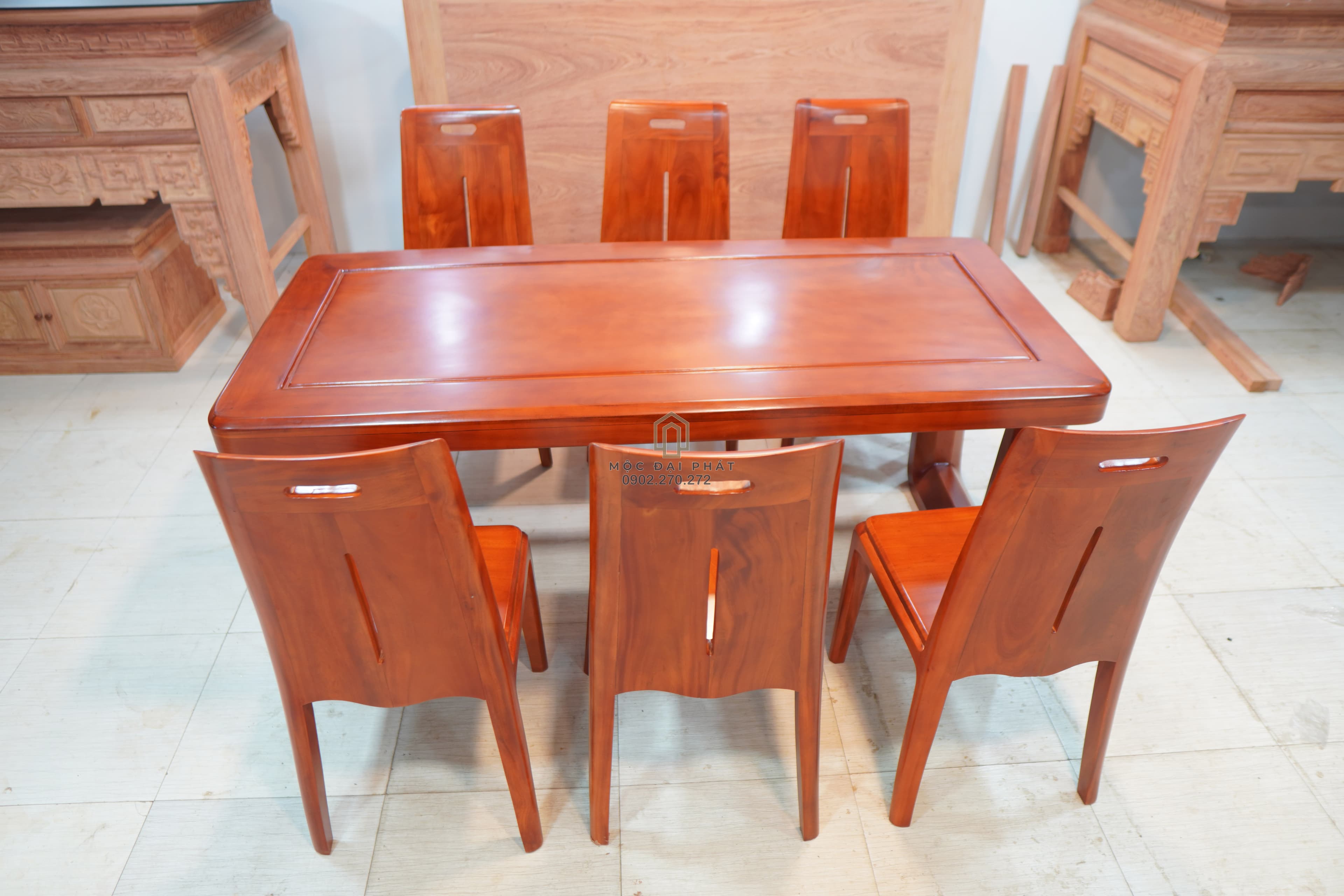 Bàn Ăn Hiện Đại 6 Ghế Chân Chữ U Nguyên Khối (Mã: BA03) – Đẳng Cấp Tối Giản, Sang Trọng Thumbnail 7
