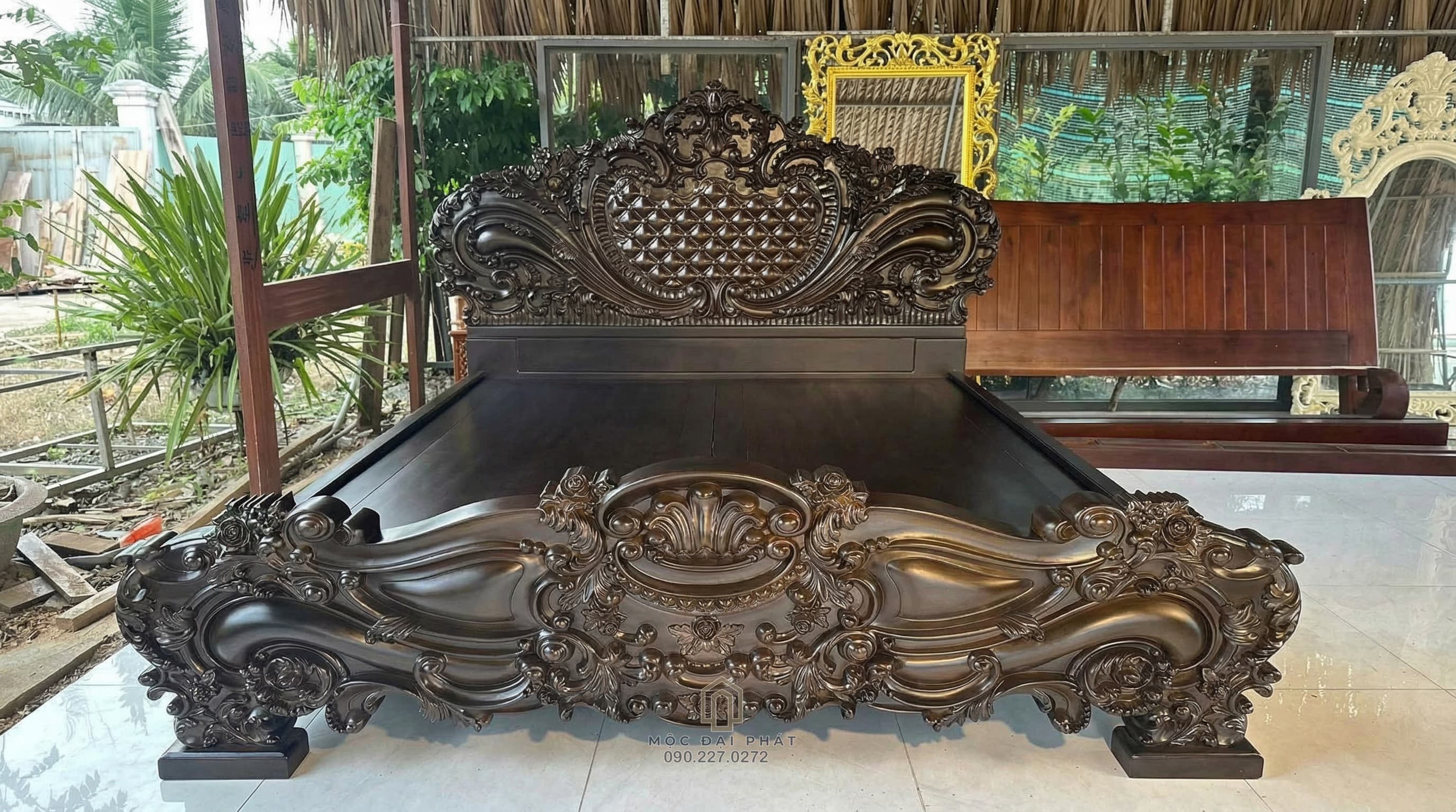 Giường Ngủ Hoàng Gia Gỗ Mun Hoa Lào (Mã: G-03) – Kiệt Tác Quyền Lực, Đẳng Cấp Thượng Lưu