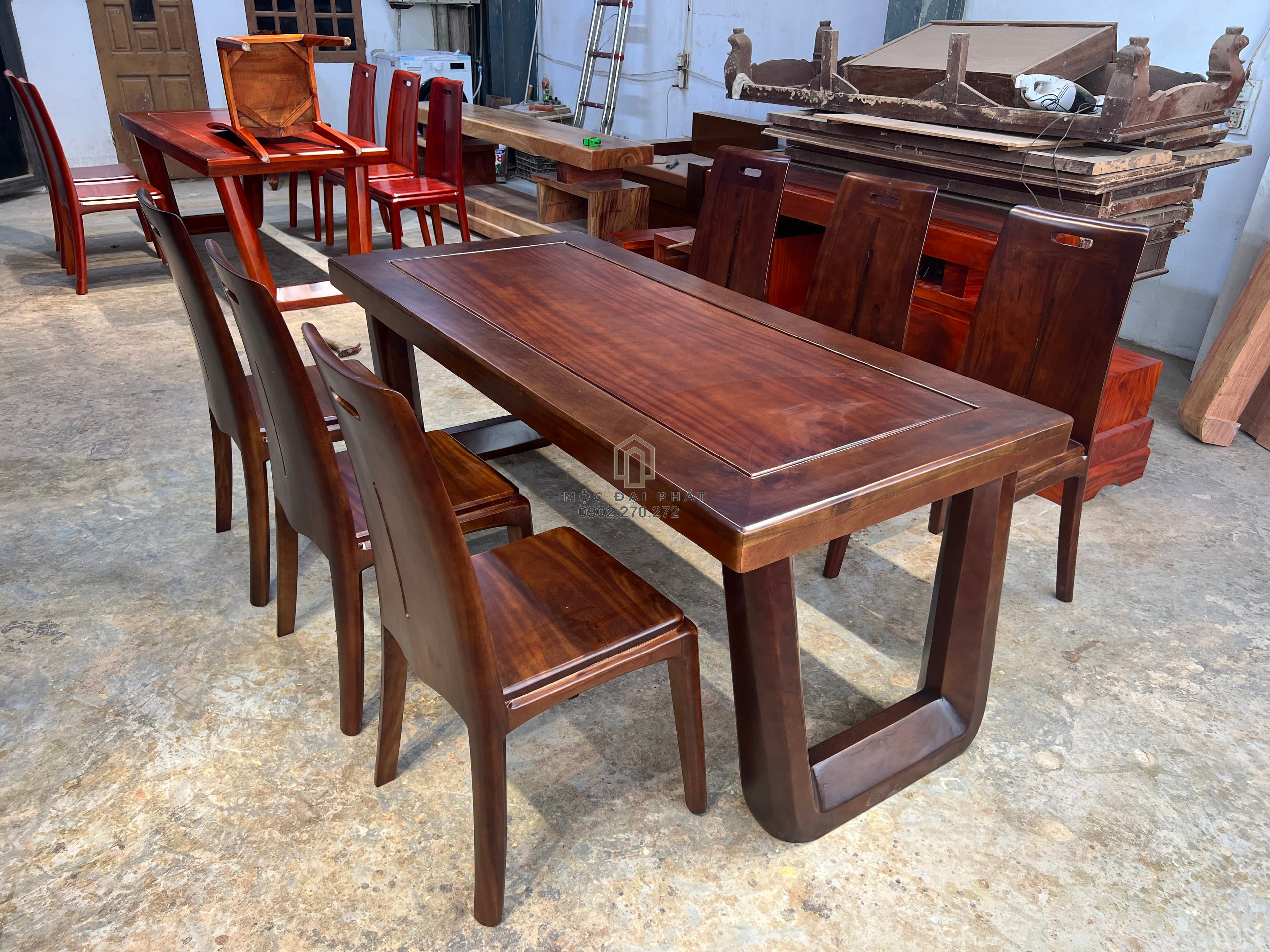 Bàn Ăn Hiện Đại 6 Ghế Gỗ Lim Màu Walnut (Mã: BA-06) Thumbnail 2