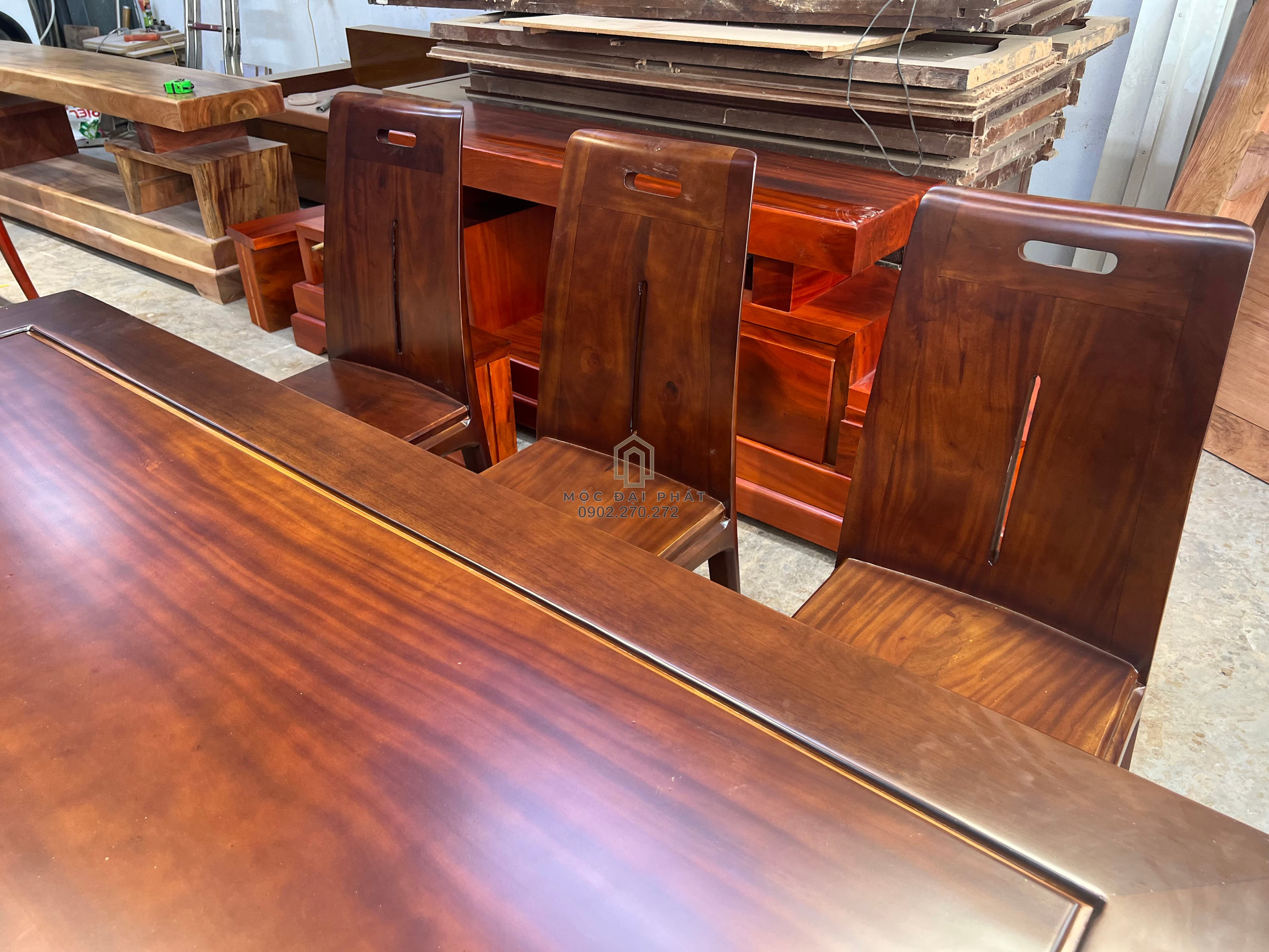 Bàn Ăn Hiện Đại 6 Ghế Gỗ Lim Màu Walnut (Mã: BA-06) Thumbnail 7