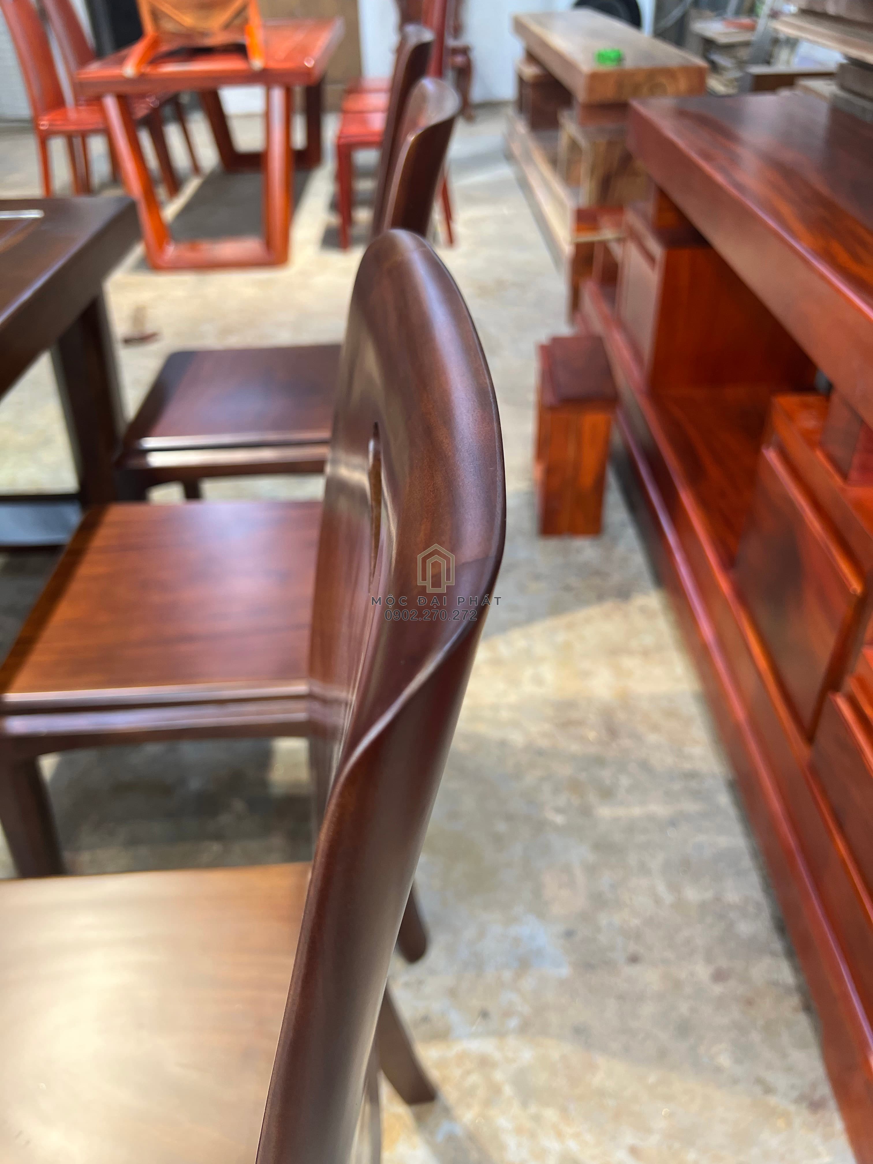 Bàn Ăn Hiện Đại 6 Ghế Gỗ Lim Màu Walnut (Mã: BA-06) Thumbnail 8