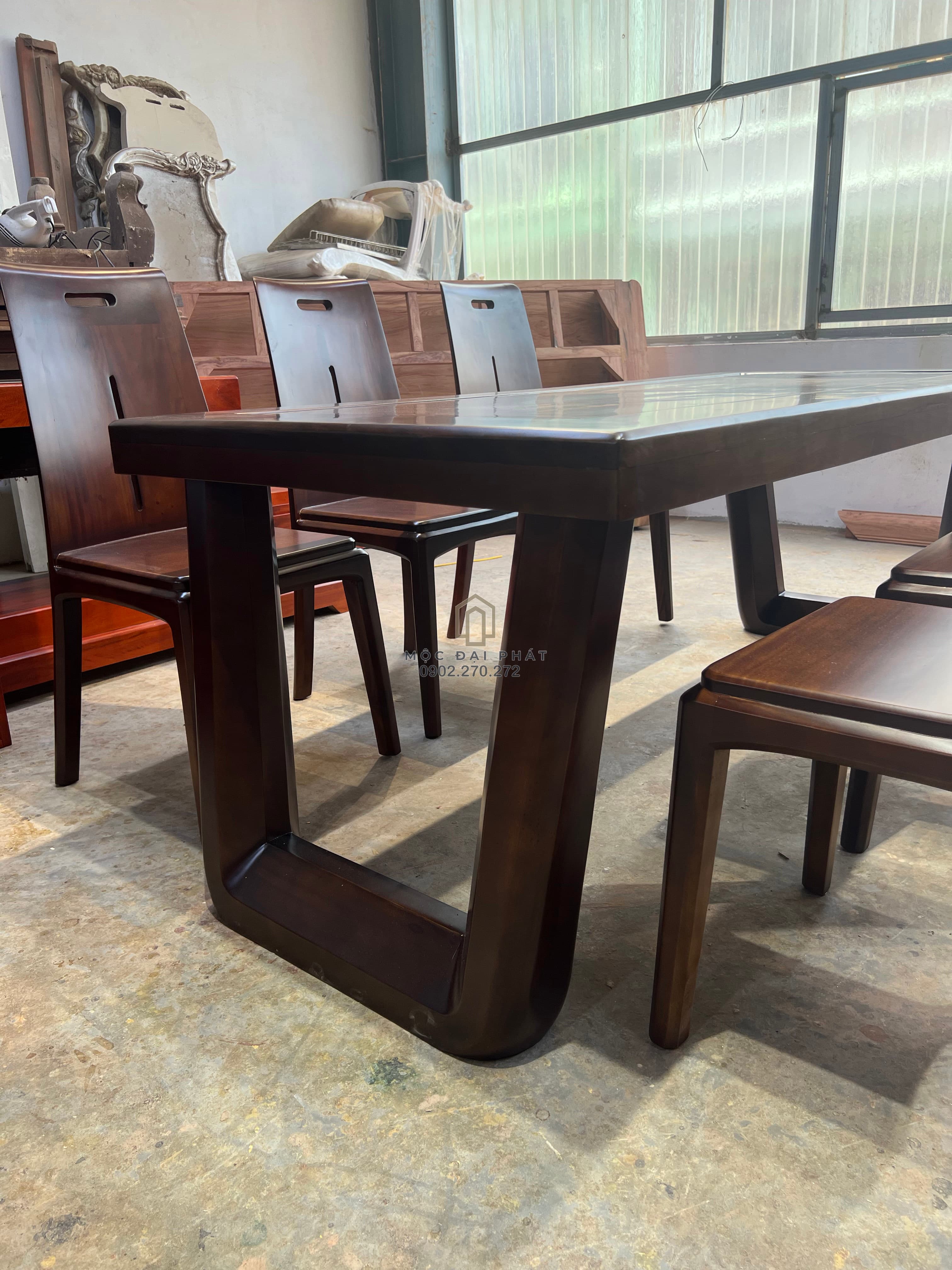 Bàn Ăn Hiện Đại 6 Ghế Gỗ Lim Màu Walnut (Mã: BA-06) Thumbnail 10