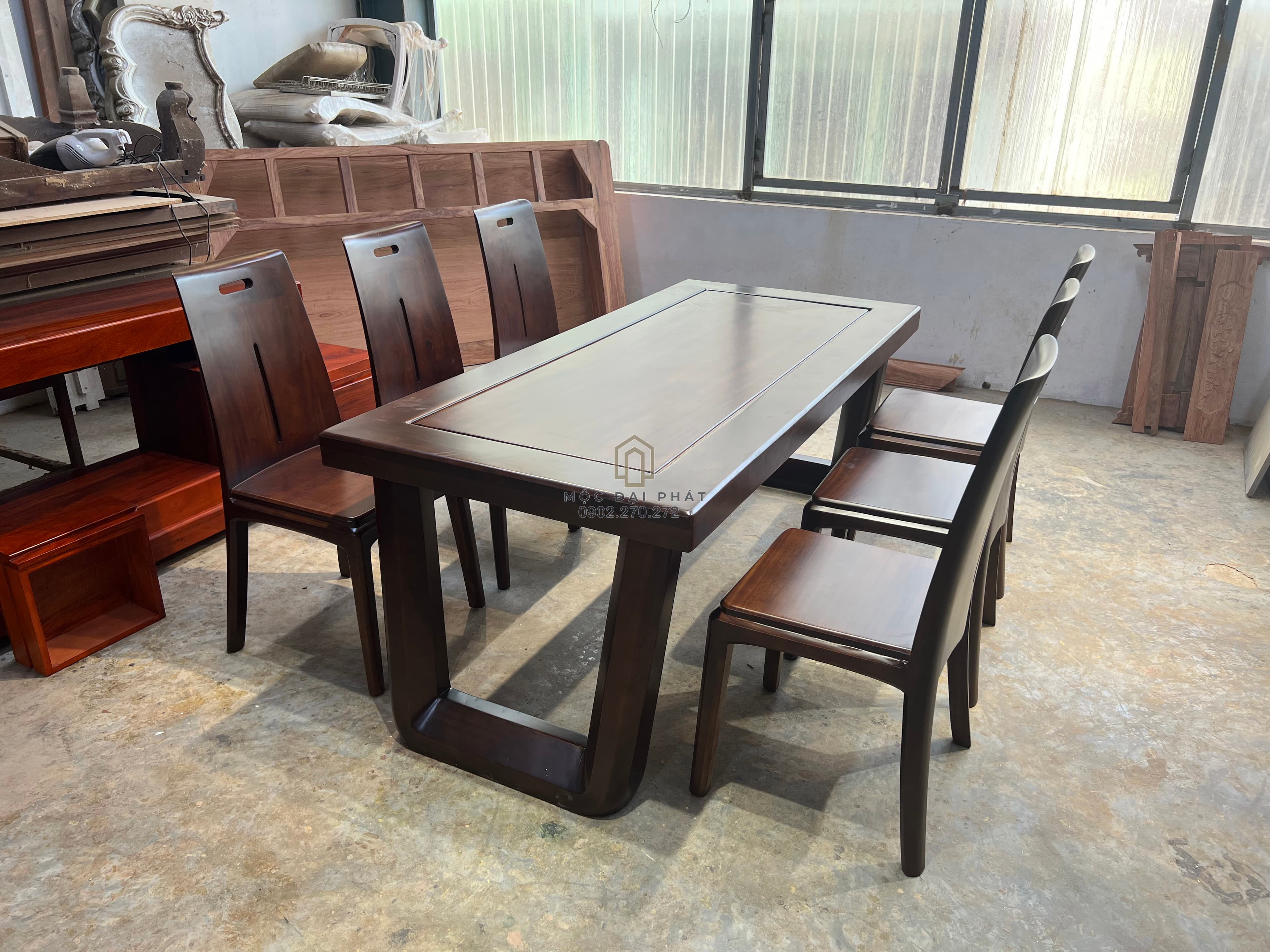 Bàn Ăn Hiện Đại 6 Ghế Gỗ Lim Màu Walnut (Mã: BA-06) Thumbnail 11