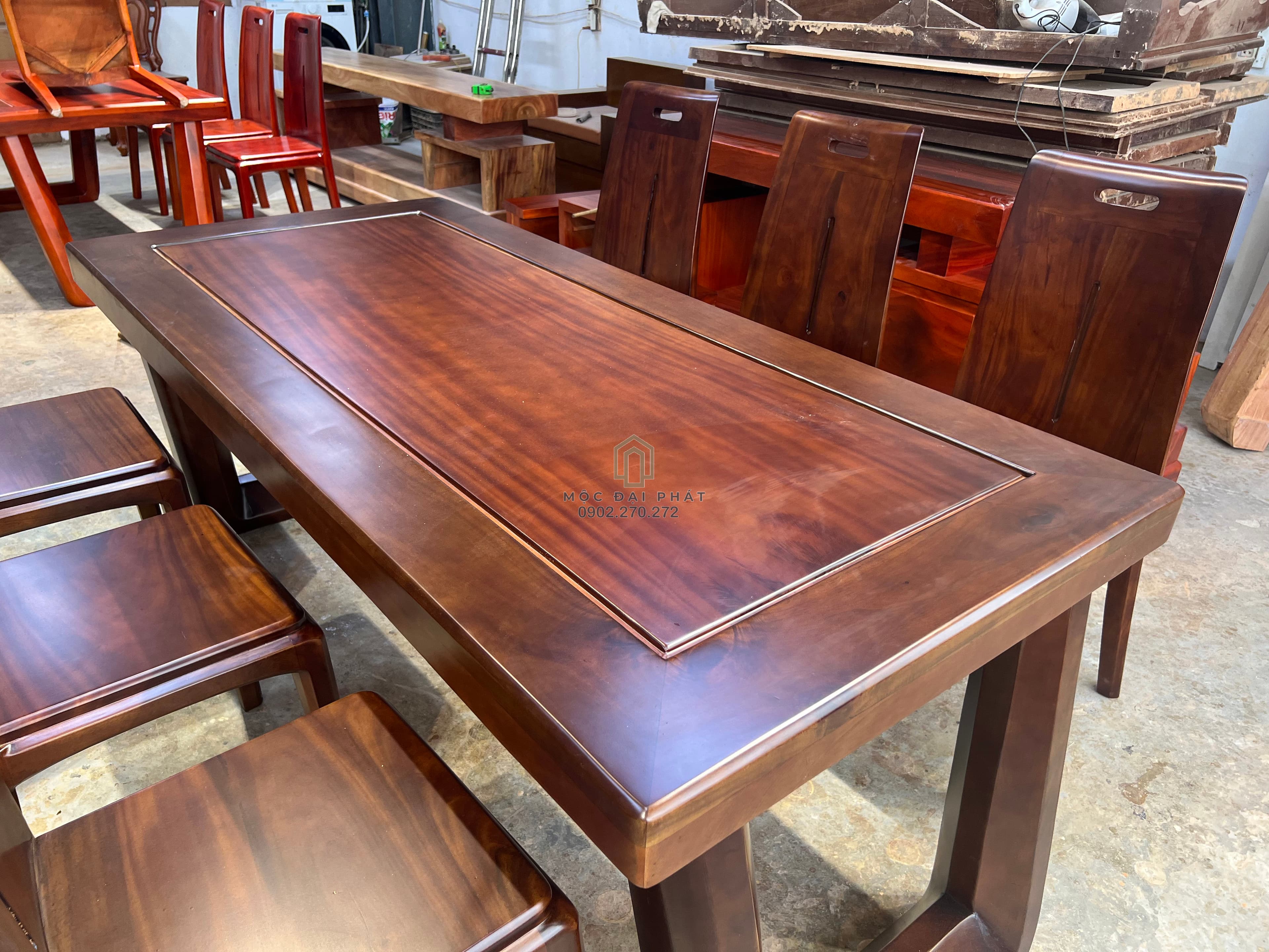 Bàn Ăn Hiện Đại 6 Ghế Gỗ Lim Màu Walnut (Mã: BA-06) Thumbnail 12